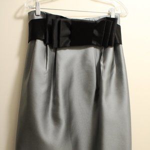 Silver-blue Tulip Skirt with Black Bow Belt
